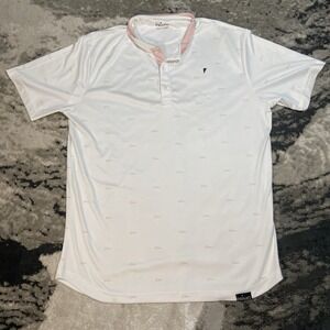 Primo Shirt Men's XL Performance Stretch Blade Collar White Pink AOP Primo Print